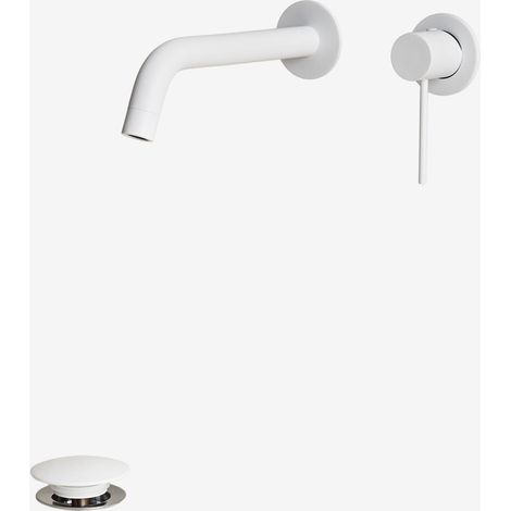 Set de grifo de lavabo empotrado en latón y válvula de desagüe para lavabo tipo Click-Clack en acero inoxidable y latón Orveta SKLUM