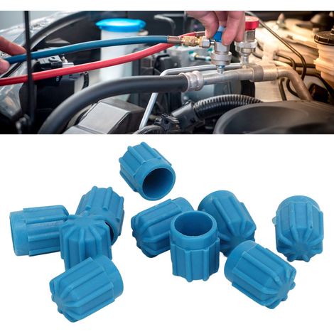 Kit de couvercle de soupape de fuite de poussière pour injecteur de réfrigérant de climatisation automobile basse pression, 50 pièces, convient à la plupart des voitures M8X1, bouchon bleu basse press (1/5)