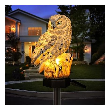 Solar Garden Owl Light, Automatic Waterproof Solar Lighting, Solar Outdoor Lamp for Yard Decoration, Driveway, Patio, Lawn (White) (1/5)