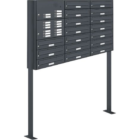 17er Briefkasten Standanlage Freistehend RAL 7016 Anthrazit Klingel (1/5)