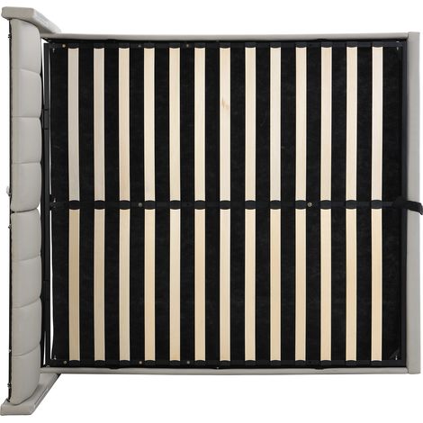 LED-Polsterbett 180 x 200 cm aus grauem PU mit USB, verstellbarem Kopfteil und Lattenrost (1/5)