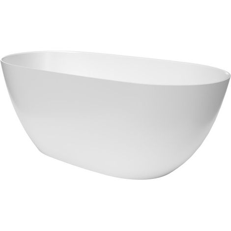Swiss Aqua Technologies – Baignoire îlot 160x74 cm SATAU1600 – Marbre coulé blanc – Contenance 293L – Excellentes propriétés antibactériennes et isolantes (1/5)