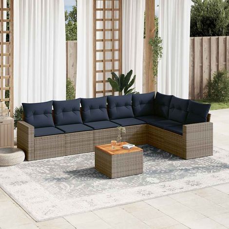 vidaXL Salon de jardin 8 pcs avec coussins gris résine tressée (1/5)