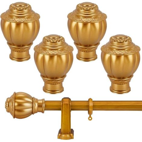 Lot de 4 embouts de tringle à rideaux en plastique vintage pour tringles à rideaux de fenêtre de 2,8 cm de diamètre extérieur de 2,8 cm, doré (1/5)