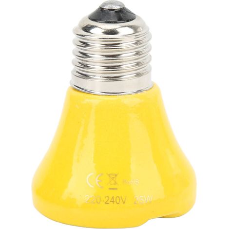 Ampoule chauffante en céramique 25W pour reptiles, lampe infrarouge pour amphibiens et lézards, 220-240V, émission de chaleur jaune. (1/5)