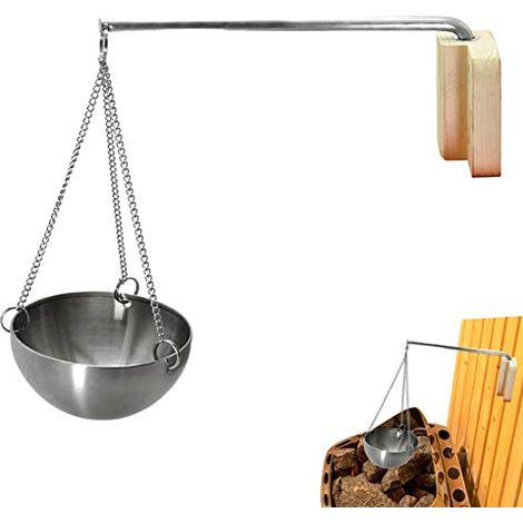 Cuenco de sauna con cadena, cuenco de acero inoxidable para aceites esenciales, difusor de aroma, montable en la pared, adecuado para saunas y spas.