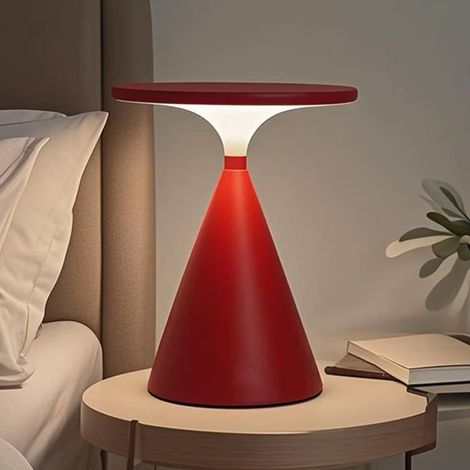 LED Nachtlicht UFO Design Wiederaufladbar Einfache Tischlampe für Schlafzimmer Geschenk Rot (1/5)