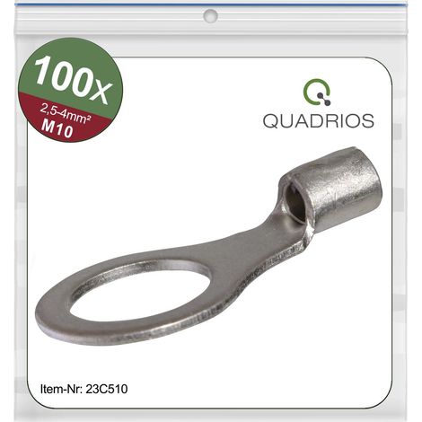 Quadrios 23C510 Ringkabelschuh Querschnitt (max.)=4 mm² Loch-Ø=10.5 mm Unisoliert 100 St. (1/5)