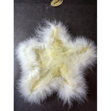 Ciondolo a forma di stella con piuma color crema, 20 cm