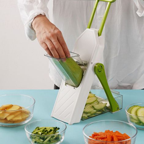 Neuer multifunktionaler smaragdgrüner Gemüseschneider für Küche und Haushalt, Druckreibe, Gemüse- und Obstschneider (1/4)
