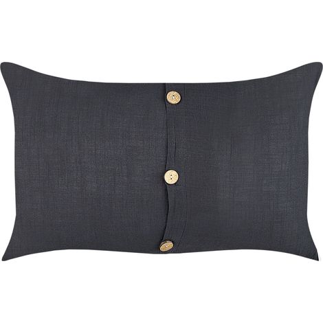 Set of 2 Decorative Cushions BANORI Linen 30 x 50 cm Black Solid (1/5)