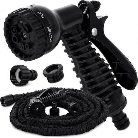 Flexibler Gartenschlauch 7 5 m Schwarz Ausziehbar 7 Sprühfunktionen Magischer Gartenschlauch Elastisch Leicht Dehnbar Gartenbewässerung 7,5 (1/5)
