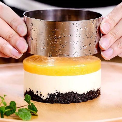 Emporte-Piece Rond - Moule à Mousse - Cercle à Pâtisserie - Acier Inoxydable - Diamètre 8 cm - Hauteur 3.8 cm - Lot de 4 avec Poussoir (1/5)