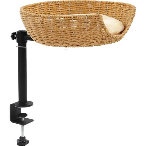 Cama para gatos, rotación de 360°, soporte ajustable, color madera. (1/2)