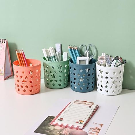 Porte-stylo - Créatif - Étoile creuse - Organisateur de bureau - Conteneur en plastique - Papeterie