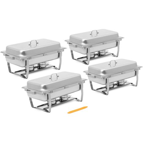4 Chafing Dishes zu je 7,5 l klappbare Gestelle 4 x GN 1/1 Rechaud Wärmebehälter (1/5)