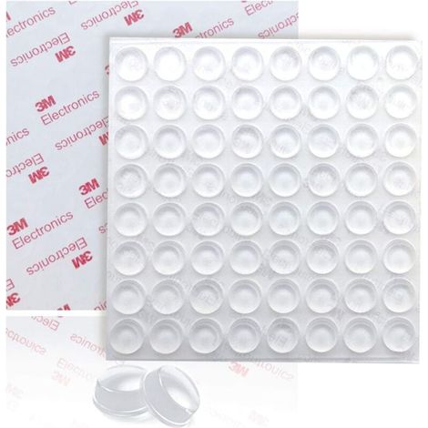 Transparente Adhésifs Butées, Antidérapant Butée Tampon Transparent Auto-adhésif Transparente Pieds Adhésifs Doux Patin Silicone Meubles en Verre Tables Artisanat Protecteurs Muraux, 64Pcs (1/4)