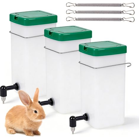 3 Pack Rabbit Drinker 1000ml Automatic Hanging Water Dispenser Water Bottle Pet Water Bottle Nipple Water Bottle Rodent Drinker Drip Free (1/5)