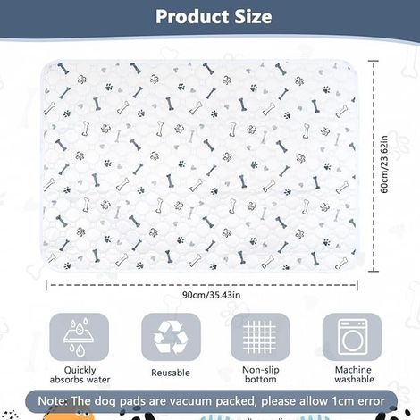 Washable Dog Training Mat 70 x 100 cm, Absorbent Leak-Proof and Non-Slip Reusable Mat, Suitable for Dogs, Cats, Guinea Pigs and Rabbits (1/4)