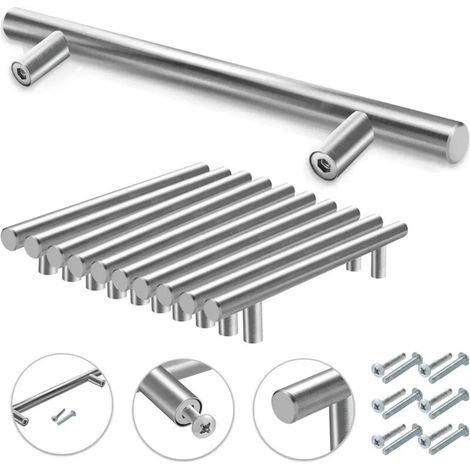 Poignée en acier inoxydable armoire rail poignée salle de bain cuisine poignée 1569610 MM20pcs (1/5)