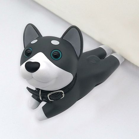 Cute Animaux Cale Porte Sol,Fond en Silicone Anti-Rayures Bloque Porte , Protège Les Sols Stop Porte(Black Dog) (1/5)