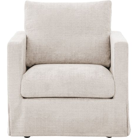 LEONIE - Fauteuil tissu chenille déhoussable - Beige