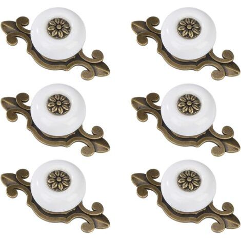 Sollbry Boutons de Porte Rond Boutons de Tiroir Vintage Poignées de Tiroir avec Vis pour Armoire Bureau Table de Chevet Bibliothèque Meubles 6 Pièces Blanc