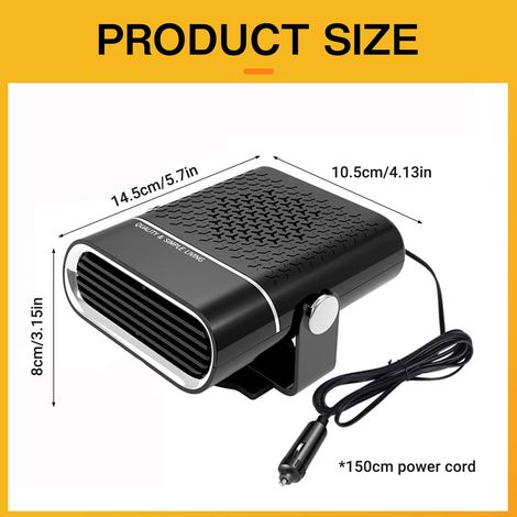 Sbrinatore parabrezza auto da 150 W, ventola riscaldante 2 in 1 da 12 V, riscaldatore portatile per auto, riscaldatore portatile per auto, sbrinatore per riscaldatore per auto con rotazione a 360° (1/4)
