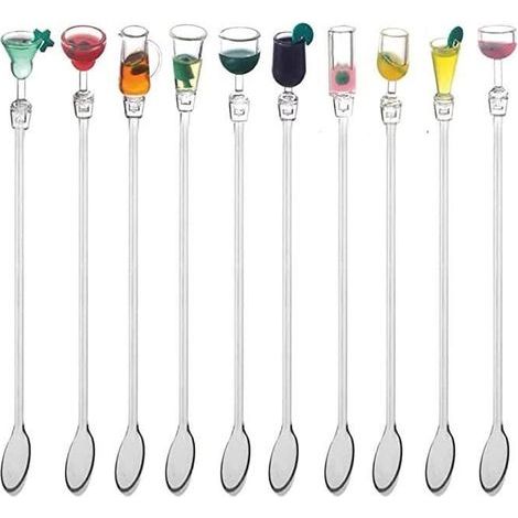 Agitateurs de boissons colorés, baguettes de cocktail de 23 cm(10 cuillères de mélange) (1/4)