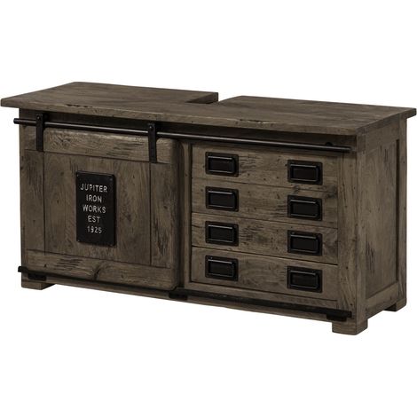 RAILWAY 277 Mobile lavabo in legno di mango - laccato / grigio 120x40x60