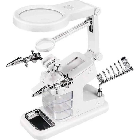 Troisième Main Loupe 3X 4.5X 25X, Loupe Soudure avec 10 Lumières LED, 3pcs Petites Boîtes et Pinces Crocodiles pour Assemblage, Réparation, Modelage, Artisanat (1/4)