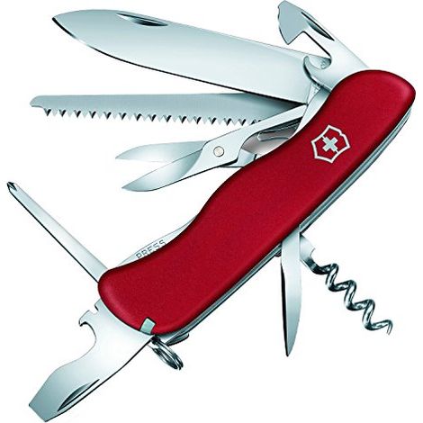 Coltellino svizzero Victorinox Outrider, con 14 funzioni, con cacciavite Philips + forbici, 158 g, lunghezza 111 mm, colore rosso (1/4)