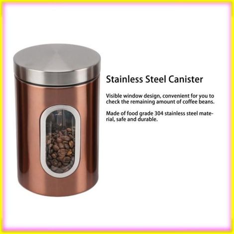 keenso Bidon en acier inoxydable Boîte hermétique en acier inoxydable, 3 pièces, avec fenêtre Visible, culinaires bouteille Bronze (1/5)