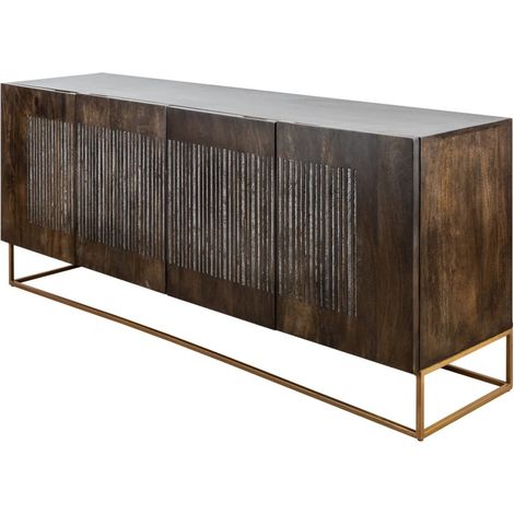 Buffet AMBRIA 177 cm in legno di mango e pietra di agata - 4 porte e piedi in metallo dorato (1/5)