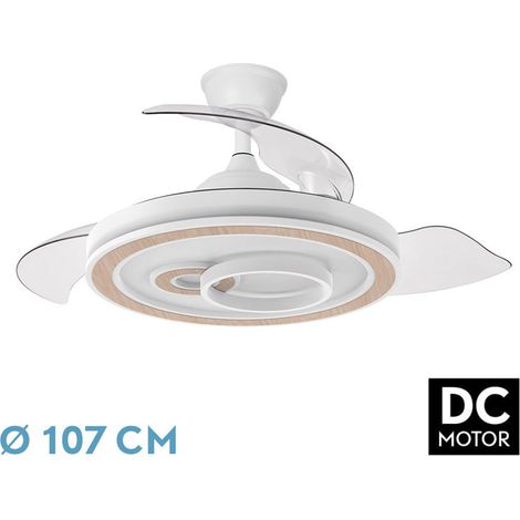 DC-Deckenventilator "Sultan", dimmbar mit Fernbedienung (68W 3CCT 4960lm), weiß und buche