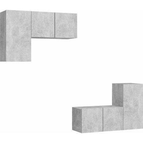 Maison Exclusive - Set di Mobili Porta TV 4 pz Grigio Cemento in Legno Multistrato (1/5)