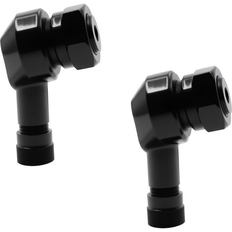 2PCS Valve Coudée Moto 90 Degrés en Aluminium, Set of 2 Motorcycle Angle Valves pour Gonflage Facile, Valve pour Jante Alu Étanche pour Pneus Tubeless Moto Vélo,Noir (1/5)