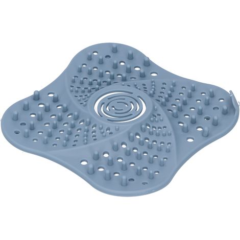 Couvercle de siphon de sol de salle de bain, attrape-cheveux, bouchon anti-obstruction, filtre d'évier bleu (1/5)