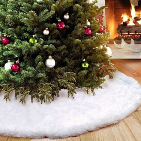 Jupe de Sapin, Couverture Décorative d'Arbre de Noël, Tapis Blanc pour l'Arbre, Ø 90 cm, Tapis de Sapin de Noël Artisanal, Décoration pour Sapin de Noël (1/5)