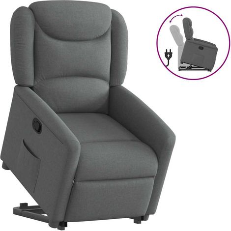 Relaxsessel mit Aufstehhilfe Dunkelgrau Stoff