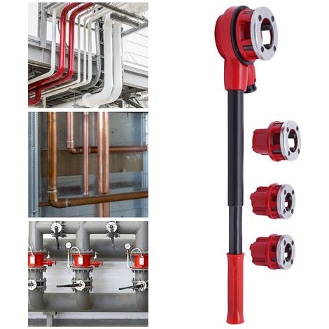 Ratchet Pipe Threader Iron Tube Pipe Threading Kit 1/2''-1-1/4'' BSPT 4Die Heads (1/5)