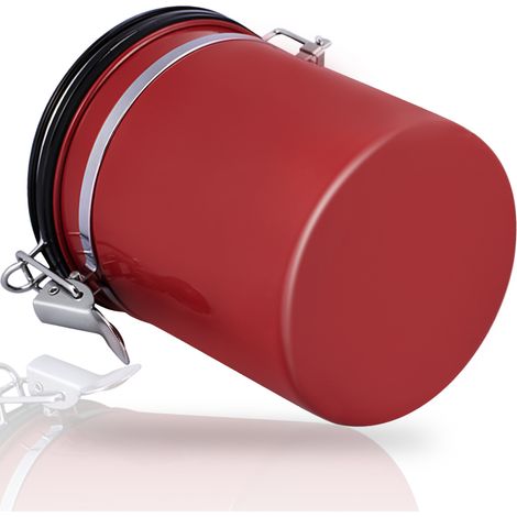 Boîte de rangement hermétique pour grains de café, 1,5 L, en acier inoxydable 304, couleur rouge vin (1/4)