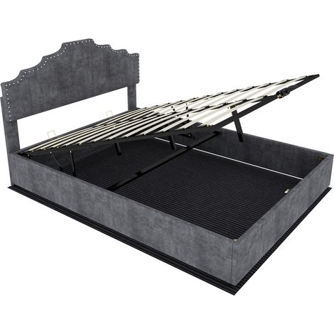Letto contenitore imbottito moderno grigio 140 x 200 cm con materasso incluso MODENUIT (1/5)