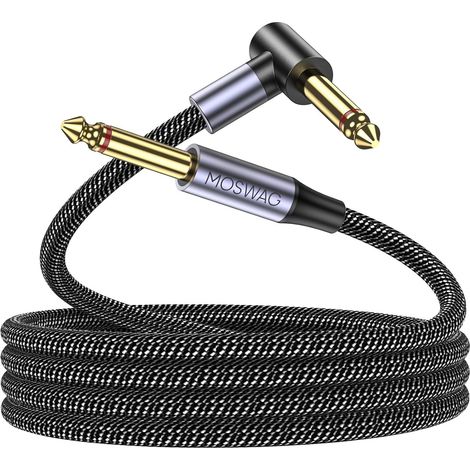 Câble Instrument 2m - Jack Coudé pour Guitare Électrique et Basse avec Ampli - Cordon Tressé (1/5)