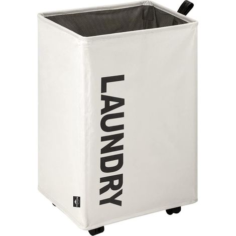 Paniers à linge avec des roues, Pliable Sac à linge, Pliage Grande Capacité Corbeilles à linge (Beige, L) (1/5)