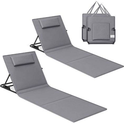 Chaise longue transat de plage bain de soleil dossier inclinable portable avec bandoulières pour camping jardin piscine 158 x 55 cm (1/2)