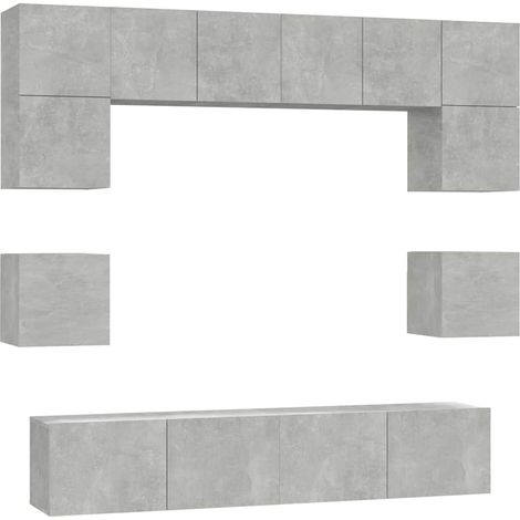 Maison Exclusive - Set Mobili Porta TV 8pz Grigio Cemento in Legno Multistrato (1/5)