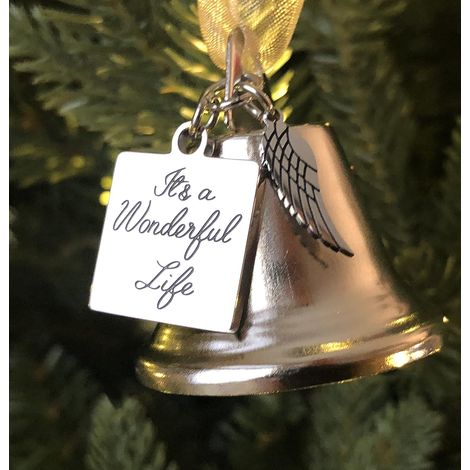 It's a Wonderful Life Inspired Christmas Angel Bell with Stainless Steel Angel Wing Charm (1/5)