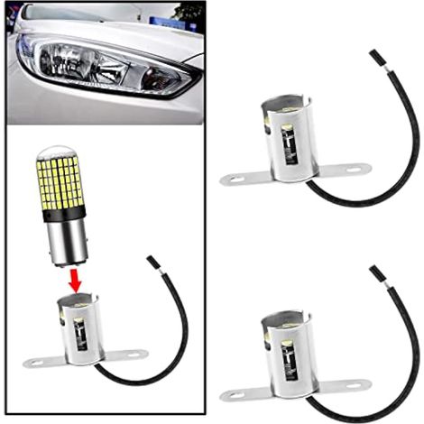 Lot de 2 adaptateurs de douille 1156 BA15S de remplacement pour support de lampe adaptateur 1156 pour feu clignotant faisceau de câblage connecteur de douille pour filetage P 21W / R10W / R5W (1/3)