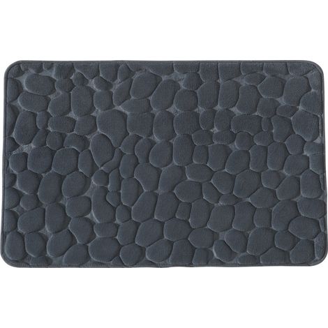 Tapis de bain galet à mémoire de forme gris 50x80cm